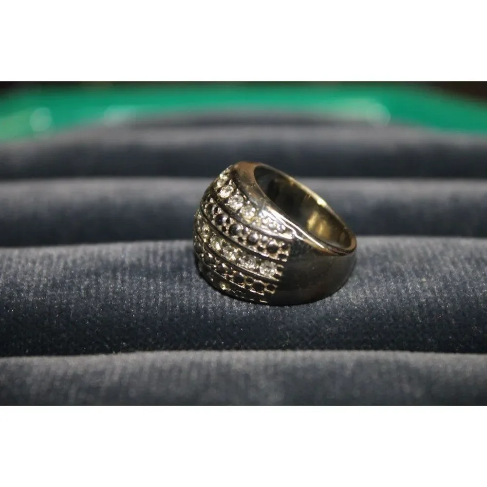 Clear‎ Rhinestone Silver Band Fashion Costume Ring Size 5